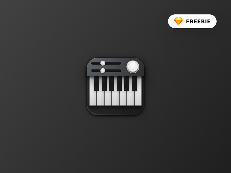 Skeuomorphic Piano Icon skeuomorphic instrument music icon vector illustration logo texture 3d freebie sketch piano
