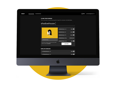 Domain Registration Search - 2.0 Dark Theme dark design desktop domain launch list mac package responsive results search site theme ui web website