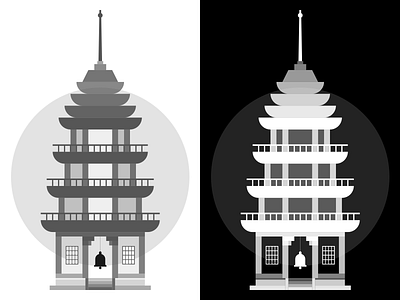 Pagoda Illustration (WIP) black black white building flat icon illustration illustrator japan japanese logo minimal minimal app monochrome pagoda shadow silhoutte tower vector