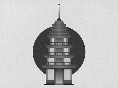 Grain Texture Pagoda black black white building flat grain icon illustration japan japanese logo minimal monochrome pagoda texture tower vector vintage
