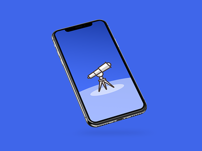 Minimal Telescope Phone Wallpaper binoculars blue blue and white branding flat icon illustration iphone minimal minimal art moon space star sun sun logo telescope vector