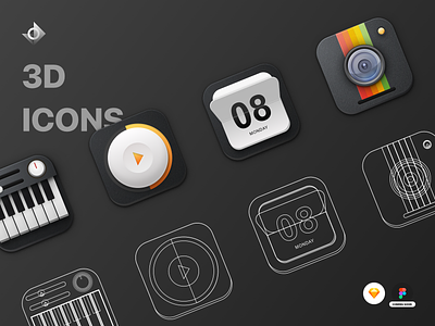3D Skeuomorphic Icons Premium Pack app icon button calendar camera design flat icon illustration logo minimal music polaroid skeuomorphic vector