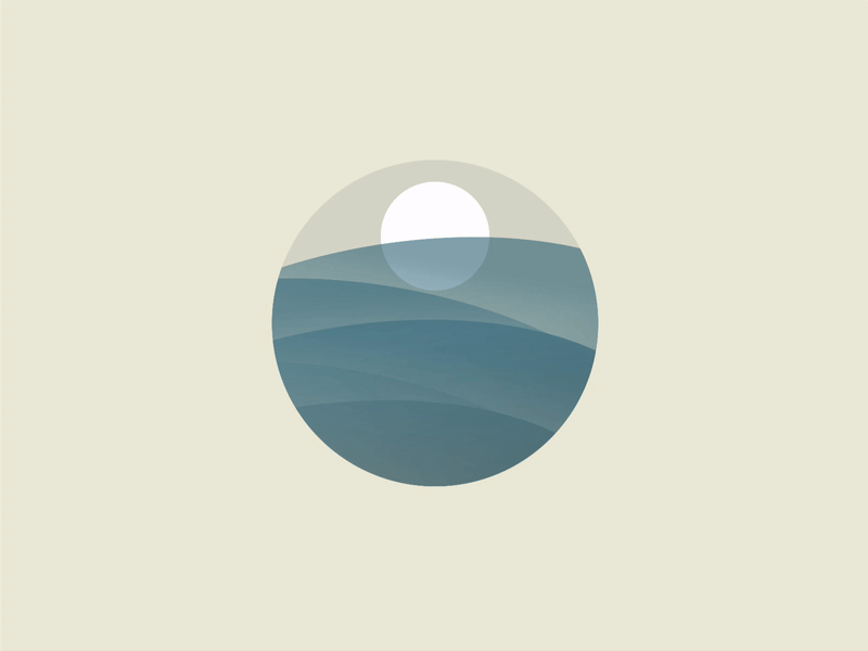 Abstract Waves - Animated blue icon illus illustration lake logo minimal moon moon illustration ocean pastel sun sun logo sunrise texture vector vintage water wave waves