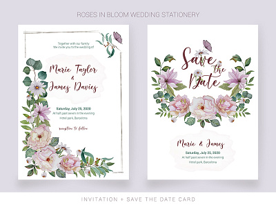 Watercolor invitation and save the date card