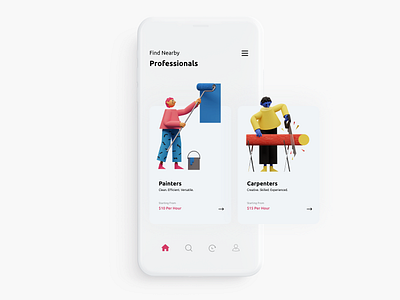 App UI concept for finding professionals app app ui home screen illustration minimal minimalistic ui