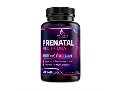 Prenatal Vitamins Label Design for Nature's Nutrition bottle label graphic design product design product label supplement