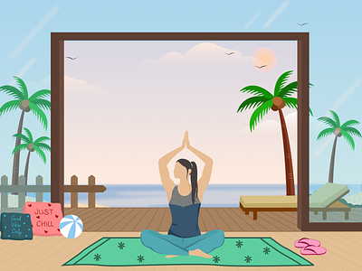 Beach Meditation art beach beautiful girl goodvibes happy illustration illustrationartist medidation palm shack yoga