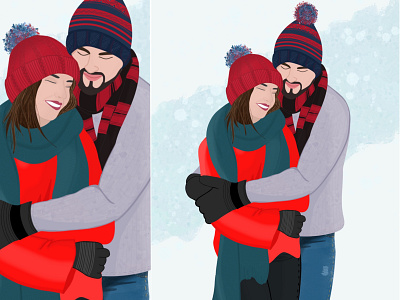 Winter couple happy illustration love winter