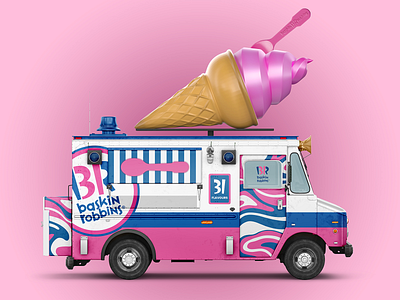 Baskin Robbins Ice Cream Truck Design Mockup