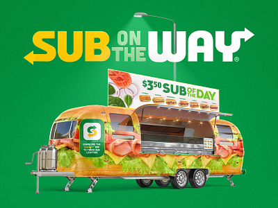 Subway Sandwich Trailer Food Truck Design Mockup branding design food truck food truck design graphic design mock up