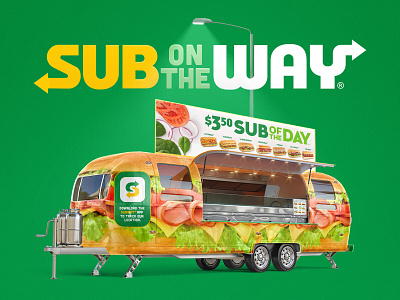 Subway Sandwich Trailer Food Truck Design Mockup