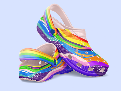 Pride-Themed Crocs Shoe Design Mockup crocs design footwear design graphic design mock up shoe design shoes