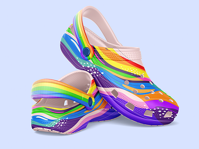 Pride-Themed Crocs Shoe Design Mockup