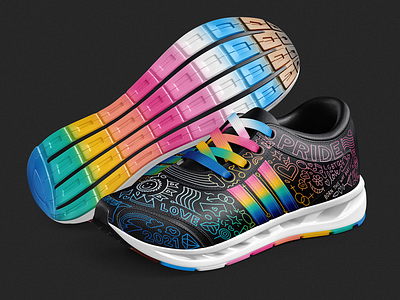 Pride-Themed Ultraboost Shoe Design Mockup athletic shoe design design graphic design mock up pride pride design shoe design