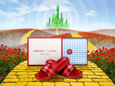 Wizard of Oz Dorothy x Gucci Red Slipper Design Concept design graphic design product branding product concept slipper design wizard of oz wizard of oz product
