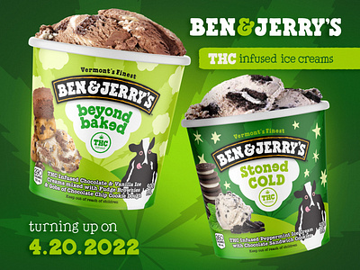 Ben & Jerry's THC-Infused Ice Cream Design Concept cannabis design design graphic design ice cream ice cream design ice cream flavor mock up