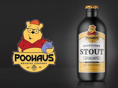 Winnie the Pooh Honeycomb Stout Beer Concept beer design beer stout beverage design dark beer design design graphic design mock up stout
