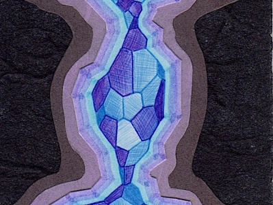 Artist Trading Card Series, Rock Formations: Card 1, Cavern illustration papercraft pen