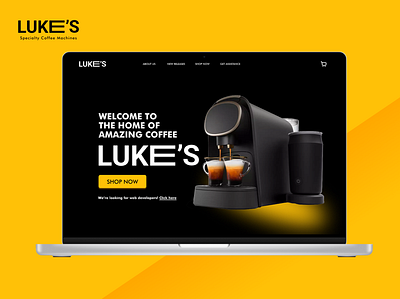 LUKE'S Specialty Coffee Machines - Homepage Design coffee coffee machine desktop graphic design hero section home page homepage landing landing page minimalism mockup modern ui ui design web design yellow