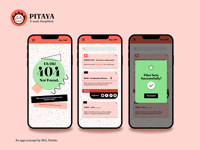 PITAYA - AI Powered Email App - UI Design ai ai app app design email app neobrutalism pink ui ui design