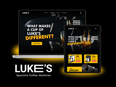 LUKE'S Specialty Coffee Machines - New Releases Webpage Design coffee coffee machine desktop marketplace new releases product page releases page ui ui design web design yellow
