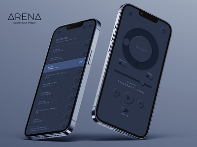 ARENA - Calm Music Player App Design - Dark Mode app design dark mode minimalistic music player music player app neumorphism skeuomorphism ui ui design