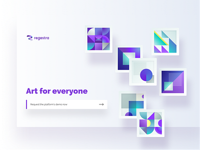 Regestra new homepage idea abstract art art gallery art platform geometic homepage illustration landing page purple regestra