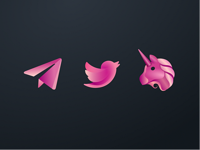 Spam social gradients icons pink social telegram twitter uniswap