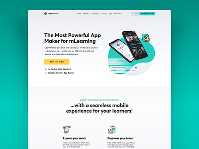 LW Mobile App Builder webpage design elearning homepage landing page