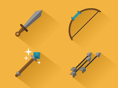 Weapons bow fantasy game assets magic wand rpg sword weapons