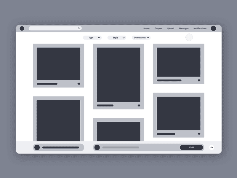 Gallery filtering wireframes