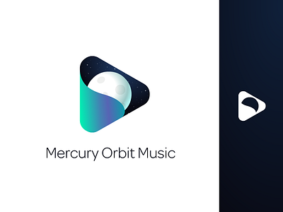 Mercury Orbit Music Logo gradient logo music ai music app planet play button space