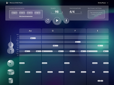Rhythm Generator ai music app music app ui piano roll rhythm uidesign