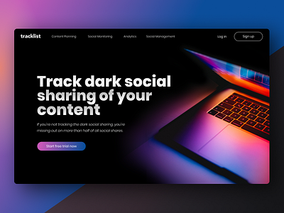 Dark Social Tool Homepage dark homepage homepage design homepagedesign landing page landingpage macbook social media