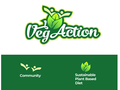 Veg Action logo action logo brandcubes community logo diet logo go green green logo plant based logo plant logo sustainable vegan vegetarian community logo vegetarian logo