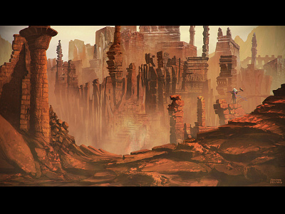 Abandoned City ancient architecture cinematic city concept art desert design digital painting environment game art story