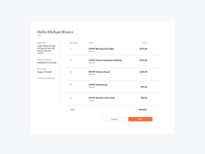 DailyUI 46- Invoice