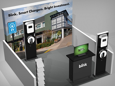 Booth Rendering for RECon 2013 2013 blink blinknetwork charger ecotality electric vehicle ev ev parking sign graphics recon trade show tradeshow booth