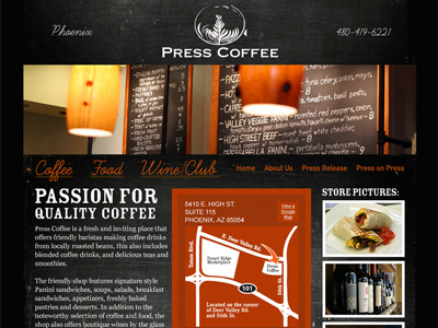 Coffee House Web Site arizona black coffee espresso scottsdale