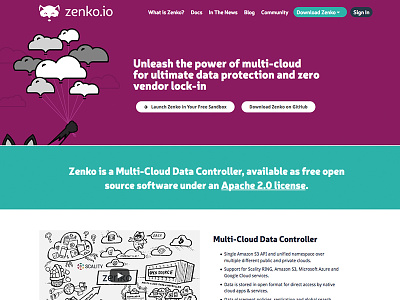 Zenko Web Site fox multicloud purple s3 server scality storage teal wordpress zenko