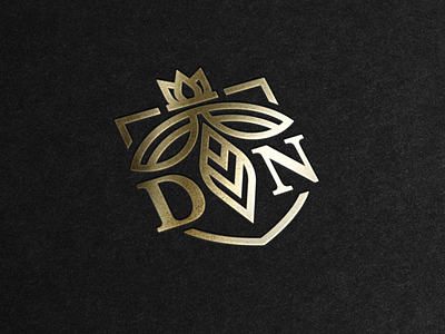 Queen bee crest logo with initials (for sale) bee brand identity branding crest crown design logo monogram queen shield