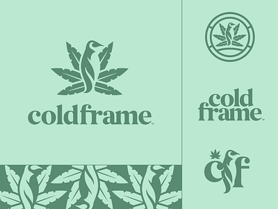 coldframe logo design brand identity branding cannabis cannabis branding cannabis logo clean green logo marijuana negative space negative space logo organic penguin simple weed