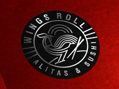 WINGSROLL branding chicken design fusion logo rooster sushi wings