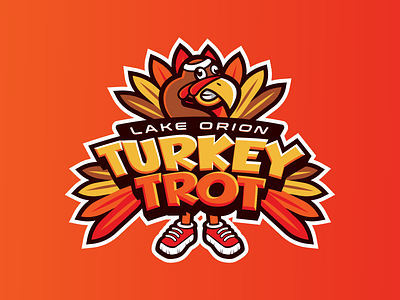 Lake Orion Turkey Trot 10k 5k branding design humor logo race running thanksgiving trot turkey