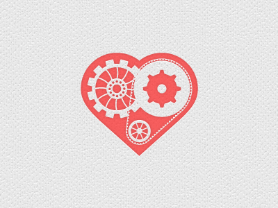 Thoughtfulness Engine cogs gears heart icon machine paper pattern vector