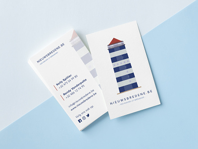 Nieuwsbredene.be Business Card branding business card illustration logo newspaper water tower