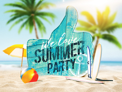 Lovely Summer beach club flyer holiday love party poster print sea summer template