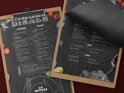 Rustic restaurant menu