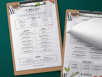 Rustic Restaurant Menu