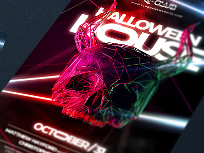 Halloween Club Party black club costume dance dance music halloween halloween bash halloween design halloween flyer halloween party horror house neon neon light neon lights october party scary skull skull art